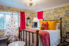 10 The kids’ room is done in super bold colors like yellow and fuchsia