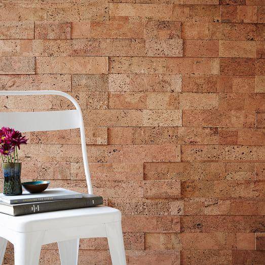 cork tiles can look like bricks and give an industrial flavor to your space