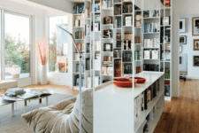 11 such tall shelving units are ideal for storage, separating and still let the light in