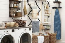 12 wall drying system aand baskets for clothes look nice and keep the space in order