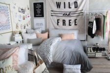 13 modern dorm room with a touch of blush looks more girlish