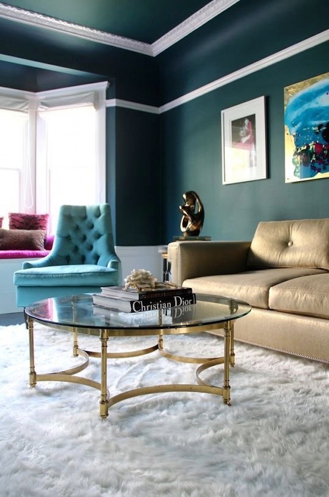 gold metallic coffee table add a glam touch to the decor