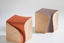 15 cork sqaure stool with colorful fabric cover