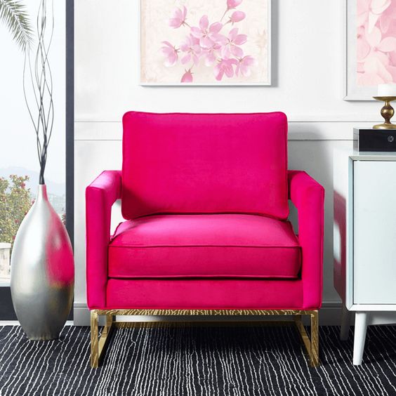 put a glam fuchsia chair with metallic legs in your room for a girlish feel