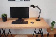 20 IKEA Sinnerlig stools and a desk will fit any modern home office or crafting space