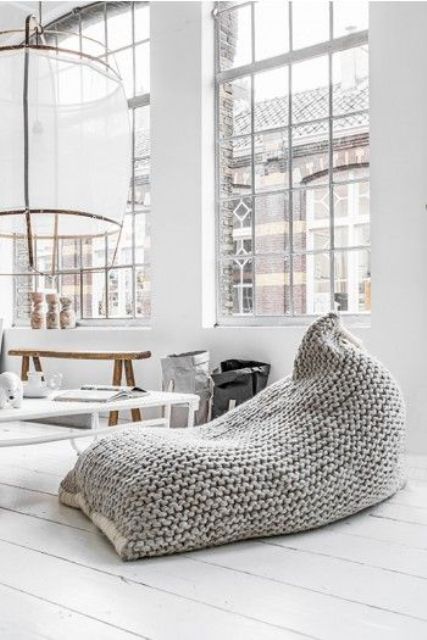chunky knit beanbag chair is a perfect item for winter