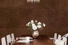 20 dark cork statement wall for a dining space