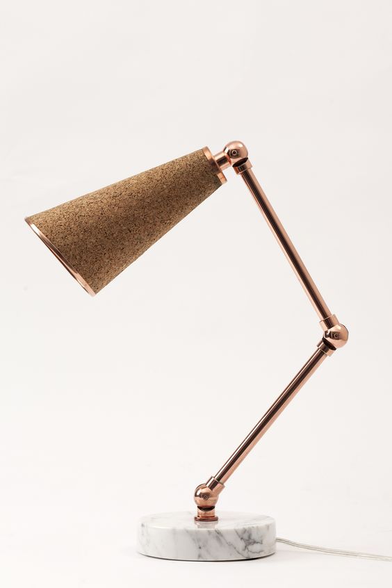 marble, cork and copper is a great and trendy combo, and the lamp looks stunning