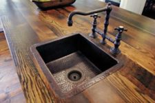 23 dark stained reclaimed wood kitchen countertop from pallets