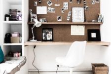 23 office or study nook with a wall covered with cork for comfortable using and as an accent