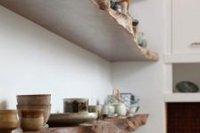 25 live-edge kitchen shelves will give your space a character