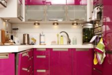 26 all-fuchsia modern kitchen is a very colorful choice