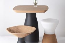 26 cork kitchen accessories with matte black and white parts for a contrast