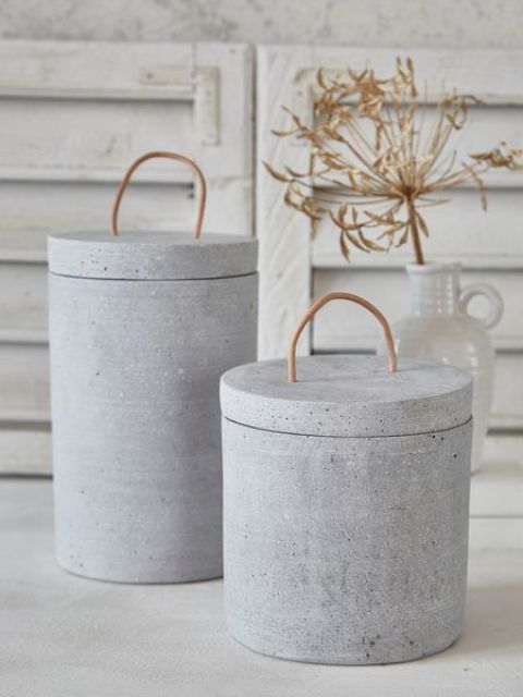concrete jars with lids for storage of any kind