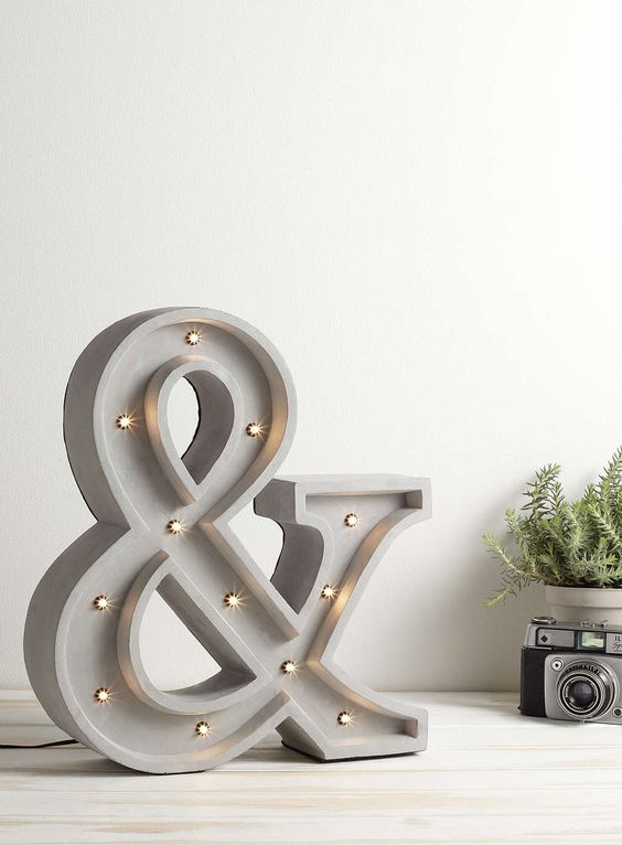 concrete ampersand lamp for cool modern decor