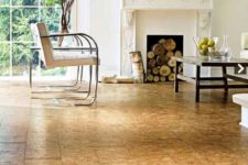 32 cork floors in a living room will add a warm feeling