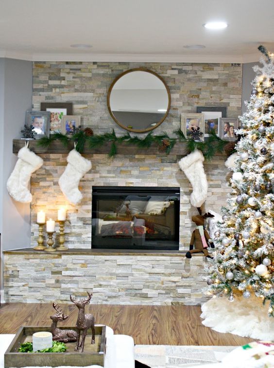 stacked stone fireplace will catch an eye and add coziness