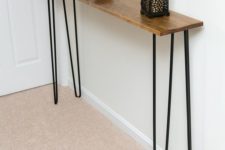 33 very narrow console table with hairpin legs for the smallest entryway