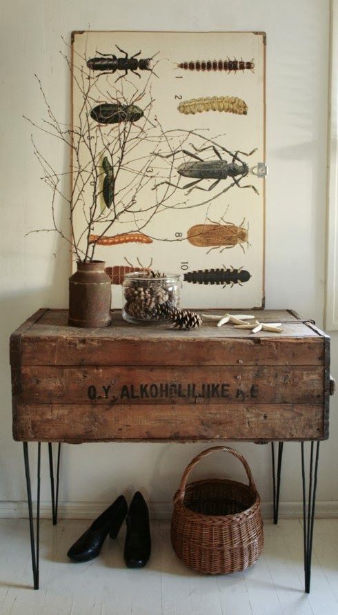 repurposed vintage chest from a fleamarket  and hairpin legs