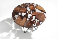01 Earth table features 50,000 year old wood in resin
