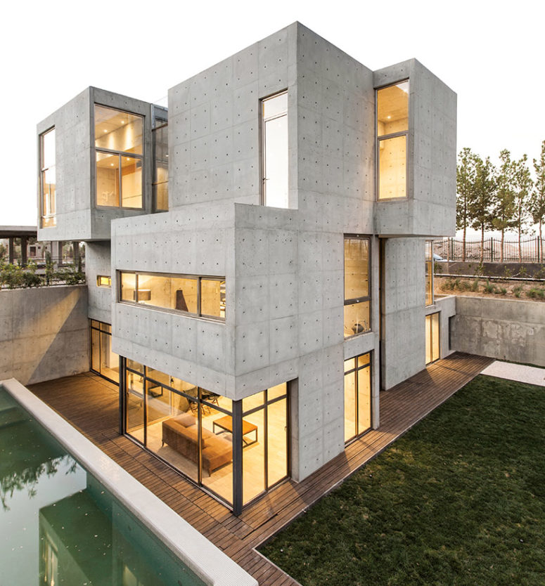 This modern industrial Villa 131 is bult of concrete and is located in Iran
