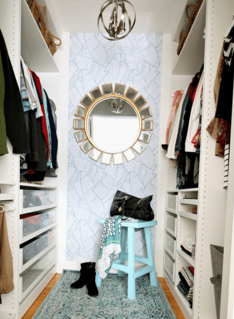 This small girlish closet was renovated by its owner into a modern and comfy space for everything she needs