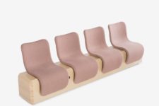 03 Ascent consists of plywood, cold foam and is upholstered with different colored textiles