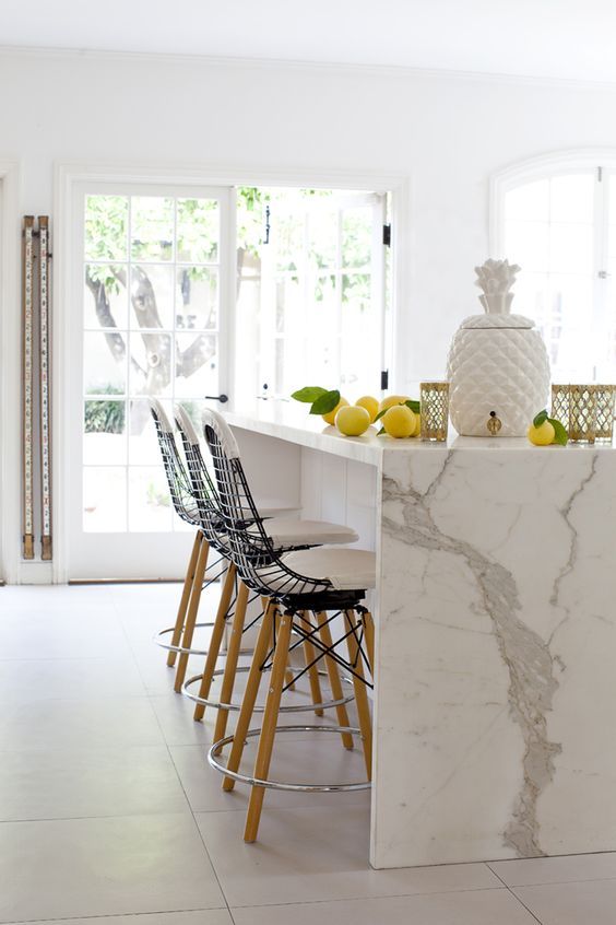 adorable waterfall quartz countertop for a kitchen island looks refined