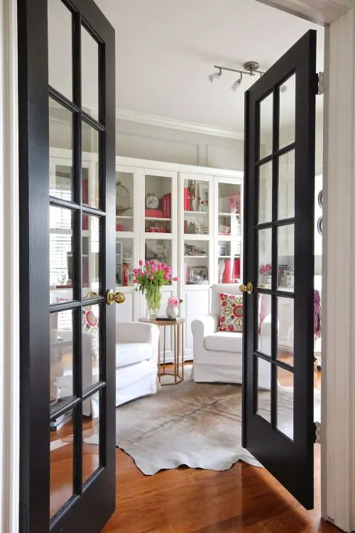 replace solid door in dining room with French glass door for more light in the hallway