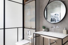 05 Black framing in the bathroom is a cool idea to accentuate the space