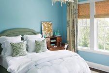 05 calm-tone blue and green bedroom with a rustic flavor