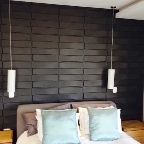 black decorative 3D wall panels to rock in your neutral bedroom
