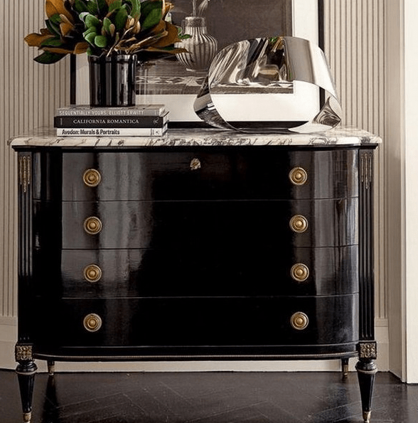 elegant dark wood art deco dresser with round handles