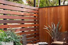 09 mid-century modenr patio  with wooden horizontal and vertical fence