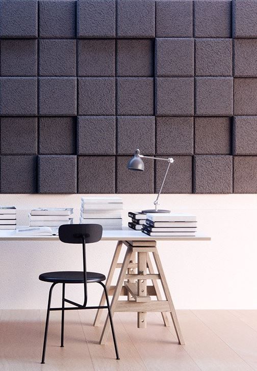 acoustic wood wall panels with a 3D effect both for practical and aesthetical functions