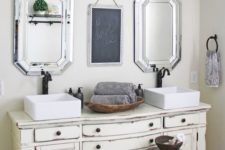 10 vintage cream-colored bathroom vanity with a worn look
