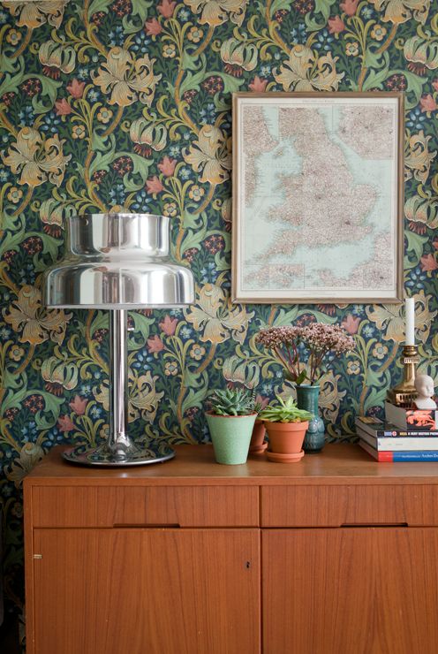 Multi colored floral and botanical print wallpaper