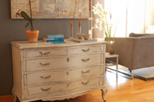 11 shabby chic neutral dresser easily fits a modern space