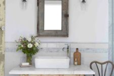 11 vintage shabby bathroom table with an open shelf and a rustic feel