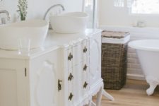 14 exquisite white French dresser used as a bathroom vanity