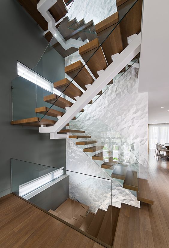 your staircase area can be made unique with just one 3D wall