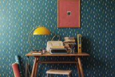 16 abstract green, yellow and white wallpaper for a home office nook