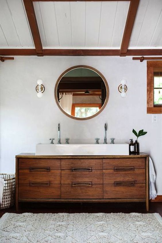 rustic double bathroom vanity with drawers