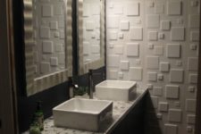 19 your powder room may be more eye-catching with a single 3D wall