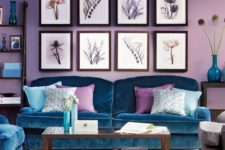 20 lavender as a dominant color, teal upholstery and accessories