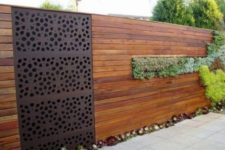 20 modern wooden fence with a succulent part will become a cool decor feature