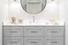 21 beautiful grey floating vanity that takes the whole niche