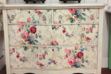 22 a dresser renovated with floral wallpaper is an easy DIY project