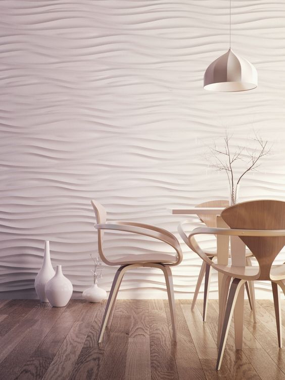 abstract 3D wall panels for a dining area