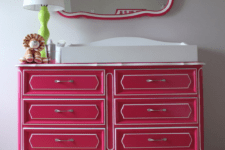 23 a dresser renovated with bold pink paint and new handles